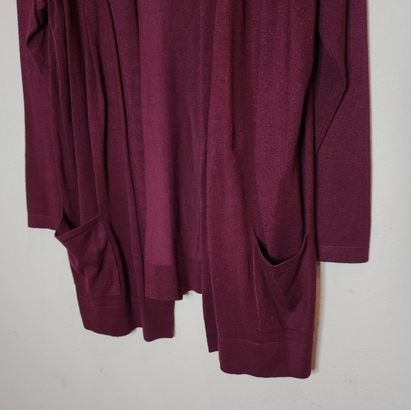 Susan Graver plum Purple open knit cardigan with pockets.  Size 1X - Picture 12 of 16